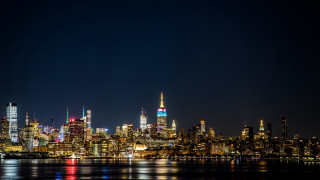 City skyline night water reflection 6 - cityscape free wallpaper