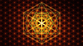 Golden flower life circles stars - smaller free wallpaper