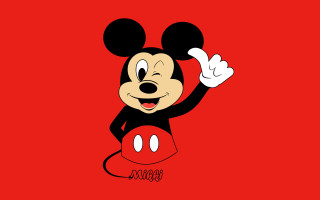 Mickey mouse waving smiling red - pop surrealism free wallpaper