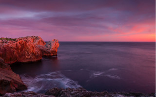 Rocky cliff water sunset mystical - arthur b. carles free wallpaper