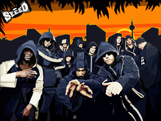 Group people hooded jackets sunset - a sunset free wallpaper