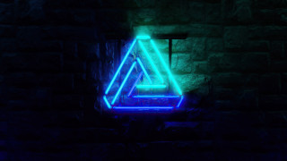Neon hologram girl brick wall - affinity photo free wallpaper