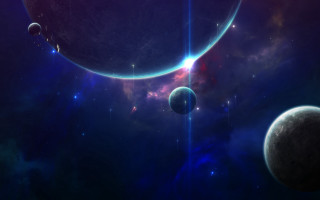 Space planet stars moon galaxy 3 - a space scene free wallpaper for desktop
