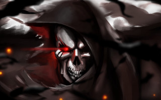 Skull red light hooded cloak - shown free wallpaper for desktop