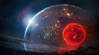 Space station red sun astronaut - a space station free wallpaper for desktop