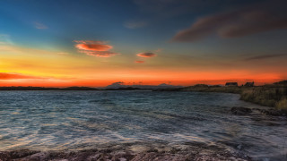 Sunset lighthouse water magic realism - david paton free wallpaper