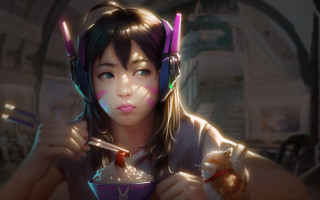 Girl headphones food anime stanley - a bowl of food free wallpaper