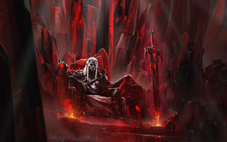Demonic throne room red glowing - a red room free wallpaper