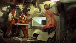 Couple sitting table tv mirror - a table in a room free wallpaper