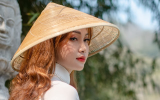 Woman hat white shirt statue - phuoc quan free wallpaper