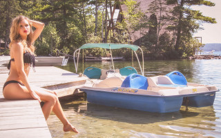 Woman bikini dock boat summer - a dock next free wallpaper for desktop