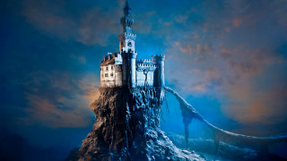 Castle dragon mountain sky clouds - side and a sky background free wallpaper