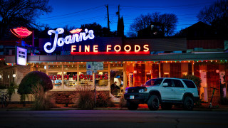 White truck night neon finefoods - a restaurant free wallpaper for desktop
