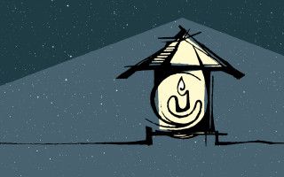 Clock tower starry sky moon - liminal space free wallpaper