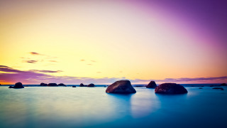 Sunset ocean rocks clouds sky - a few rock free wallpaper for desktop