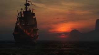 Ship ocean sunset mountain clouds - darek zabrocki free wallpaper