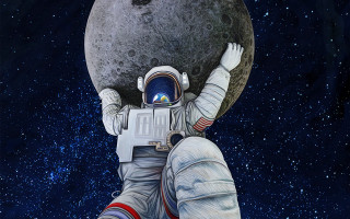 Astronaut moon space stars 1970s - free space wallpaper for desktop