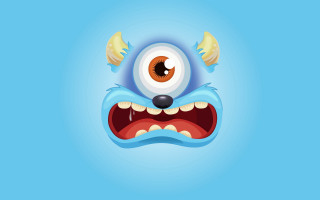 Cartoon monster big eyes big - a big grin free wallpaper