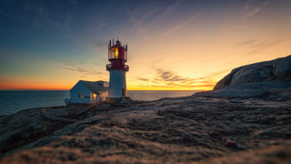 Lighthouse rocky cliff sunset house - a light house free wallpaper