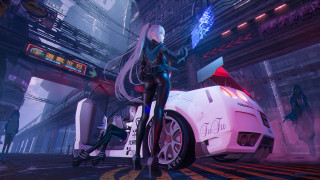 Futuristic woman neon city cyberpunk 6 - ghost in the shell free wallpaper for desktop