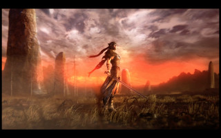 Woman field sword sky clouds 2 - elden ring free wallpaper