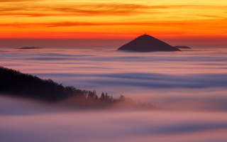 Mountain clouds sunset fog reflection - ferenc joachim free wallpaper