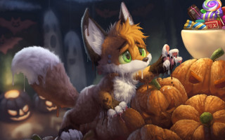Cartoon fox candy pumpkin halloween - furaffinity free wallpaper for desktop