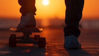 Skateboarder sunset desert cinematic fire - a skateboard free wallpaper