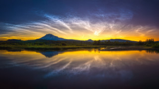 Lake mountain sunset clouds reflection - widescreen free wallpaper for desktop