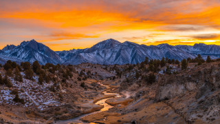 River valley mountains sunset red - the valley free wallpaper