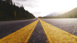 Road trees beach sunset ocean - octane renderer free wallpaper