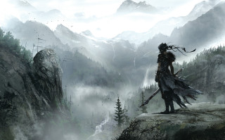 Man cliff mountain valley bird - a mountain valley free wallpaper