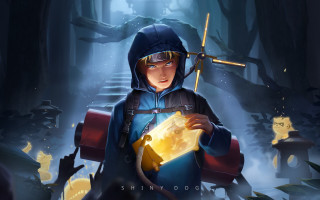 Boy hooded jacket glowing lantern - jacket holding free wallpaper