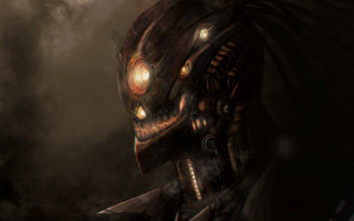 Alien glowing eyes biomechanical afrofuturism - a foggy area free wallpaper