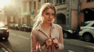 Woman streetcorner string blonde cinematic - artur tarnowski free wallpaper