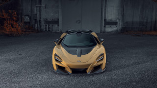 Yellow sports car parking lot 13 - matte free wallpaper