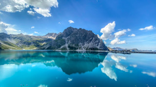 Mountain reflection bridge lake sky - a bridge in the distance free wallpaper