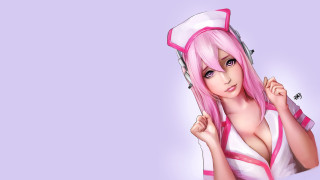 Pink hair nurse cap anime - a pink wig free wallpaper