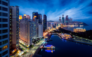 Tokyo skyline night river city - cui bai free wallpaper