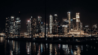 City skyline night boat reflections - adrian zingg free wallpaper for desktop