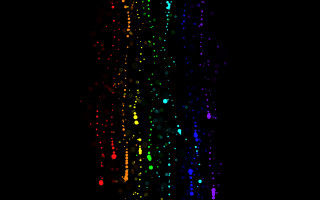 Rainbow rain droplets planet night - kinetic pointillism free wallpaper