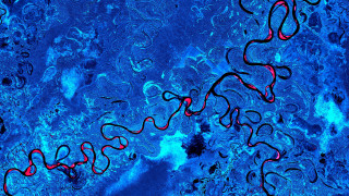 Blue red swirls starry sky - swirl free wallpaper