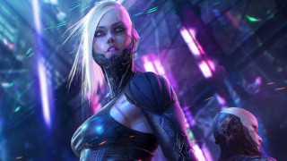 Futuristic woman man cyberpunk glowing - a futuristic outfit free wallpaper
