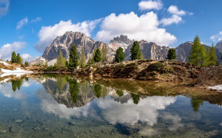 Mountain lake forest rocks sky 4 - carlo carlone free wallpaper