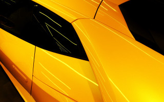 Yellow car black background white - sharp line free wallpaper for desktop