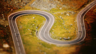 Toy road miniature curve tiltshift - tilt shift free wallpaper