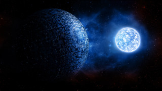 Blue space starry planet moon - mass effect free wallpaper