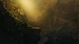 Large cliff light river cinematic - a large cliff free wallpaper