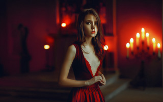 Red dress gothic portrait candles - candle free wallpaper for desktop