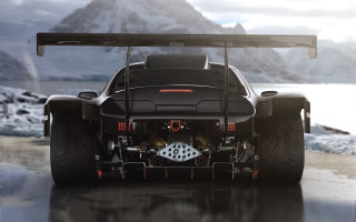 Black car flat tire mountain - hard surface free wallpaper for desktop